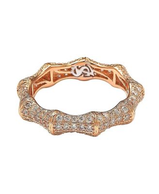 Suzy Levian Sterling Silver Cubic Zirconia Bamboo Eternity Band