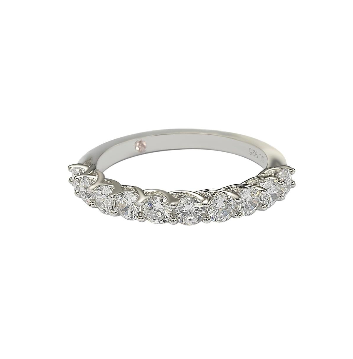 Suzy Levian New York Suzy Levian Sterling SilverCubic Zirconia Half Band Ring - White