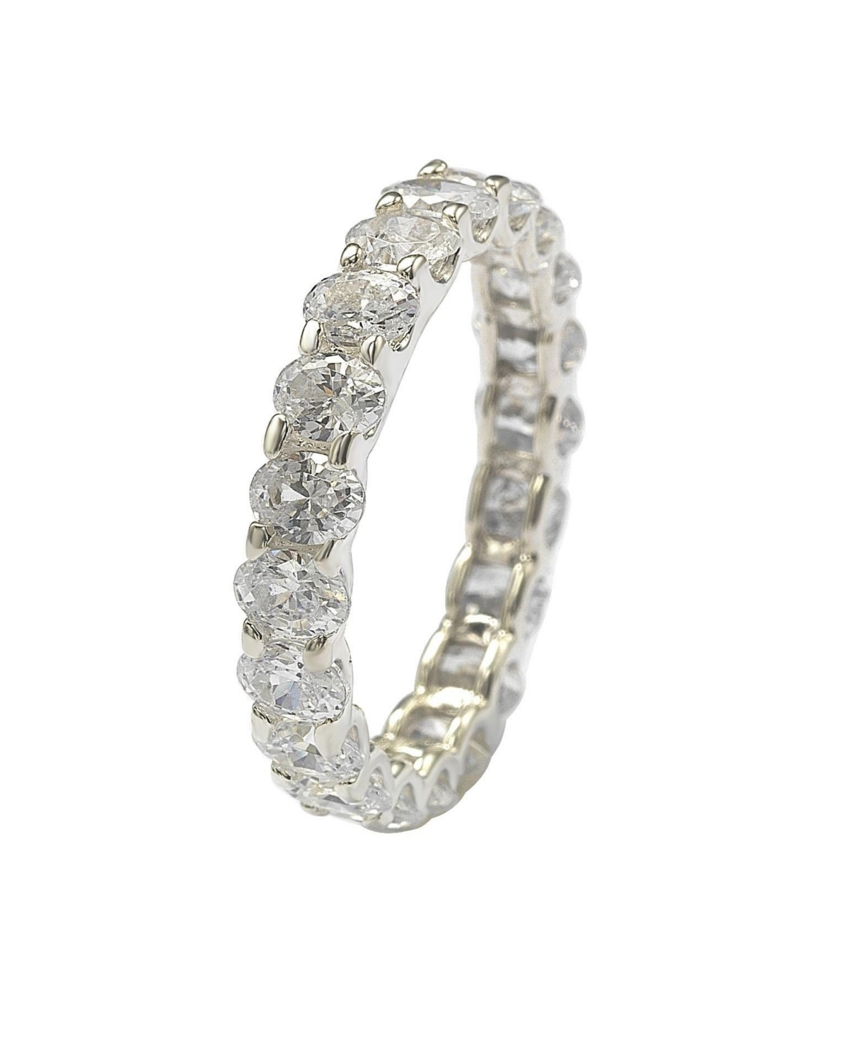 Suzy Levian New York Suzy Levian Sterling Silver Oval U-Shape Cubic Zirconia Eternity Band Ring