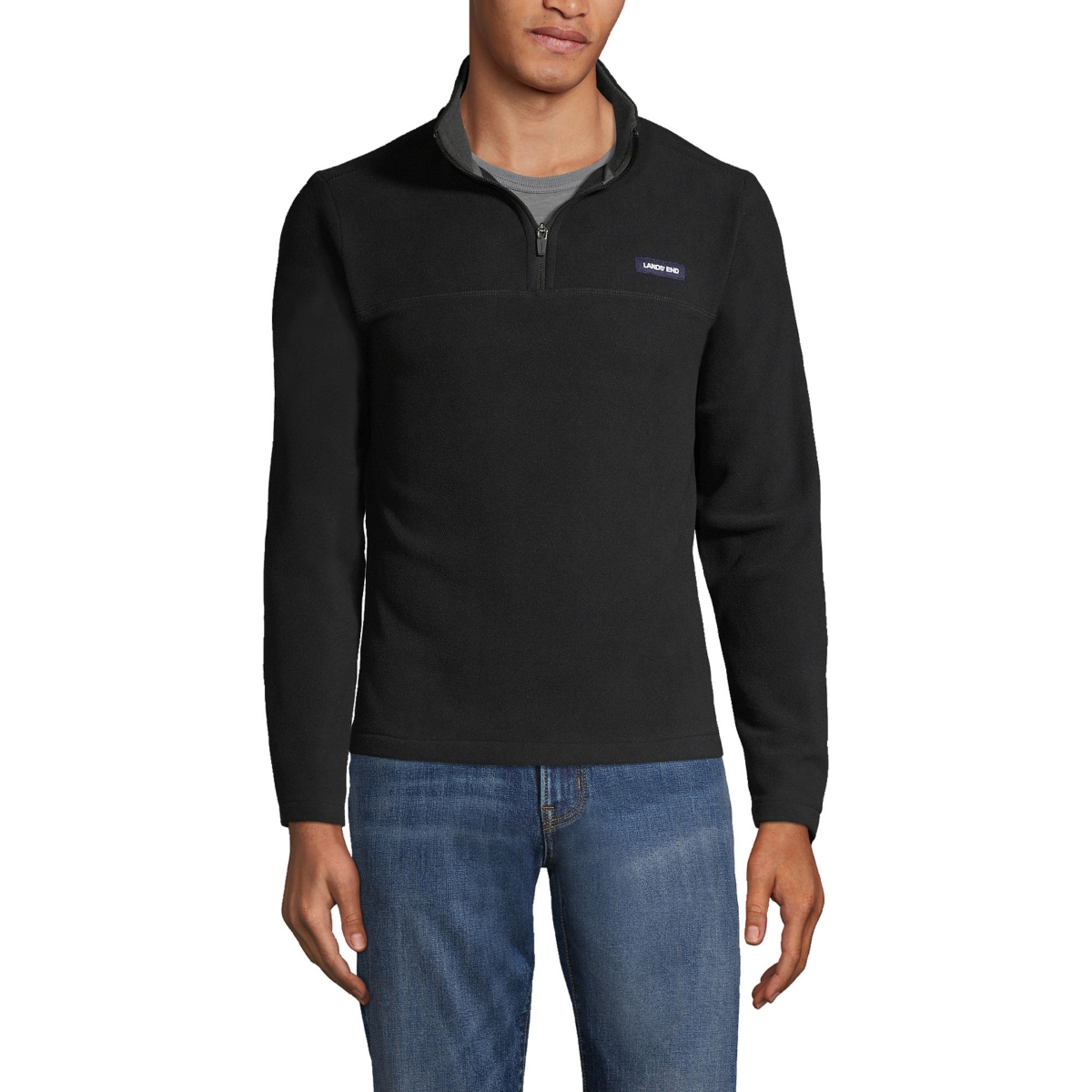 Men's Fleece Quarter Zip Pullover Jacket - Dark charcoal heather