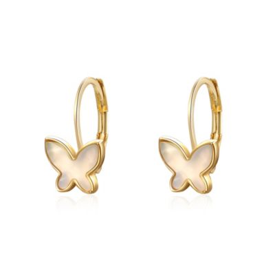 Enchanting Kids 14K Yellow Gold-Plated Mother of Pearl Butterfly Dangle Earrings