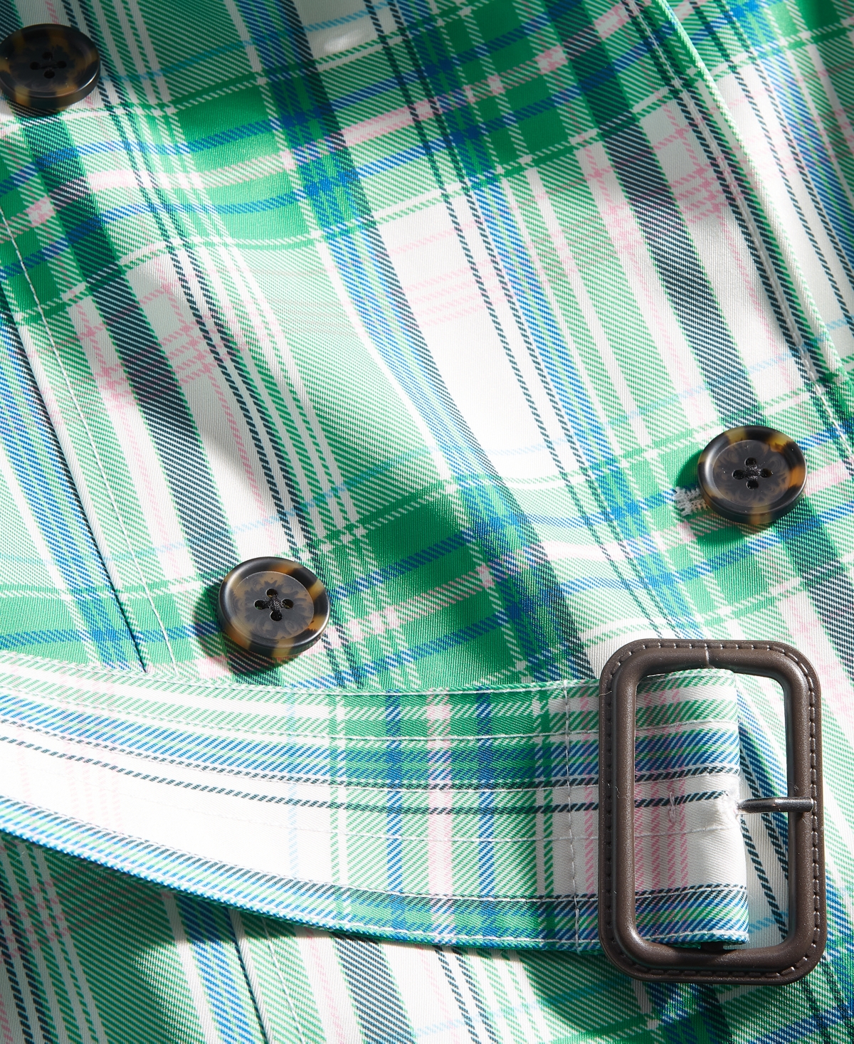 On 34th Women's Plaid Double-Breasted Trench Coat, Created for Macy's
