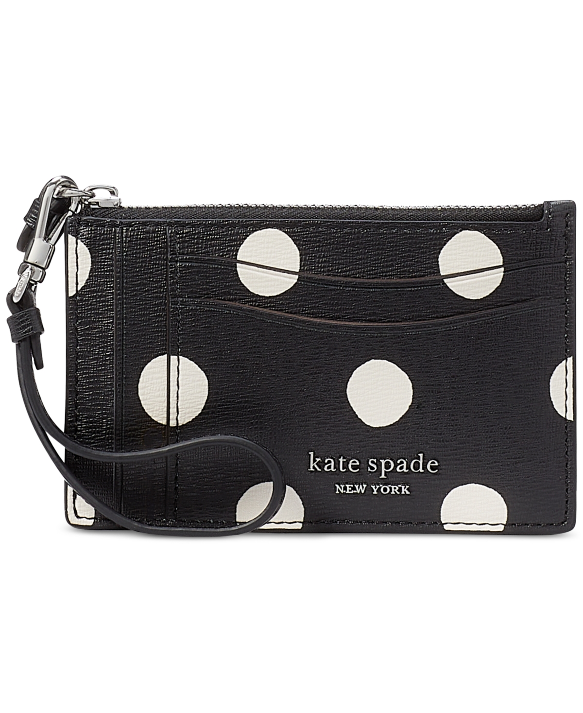 Shop Kate Spade Morgan Sunshine Dot Coin Card Case Wristlet In Black