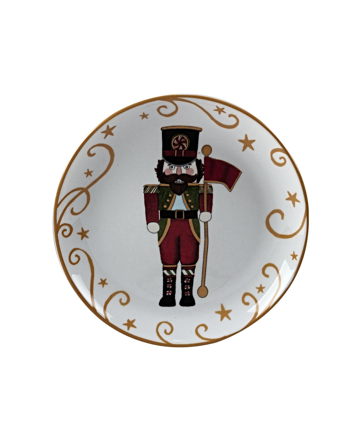 Certified International Holiday Magic Nutcracker 4 Piece Dessert Plate Set In White,red,gold-tone