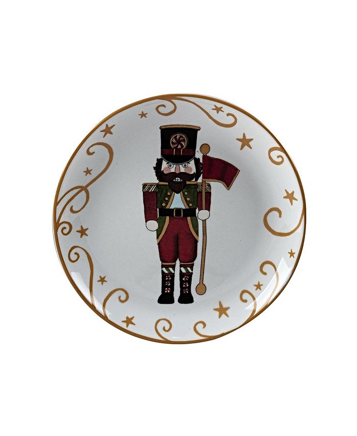 Certified International Holiday Magic Nutcracker 4 Piece Dessert Plate