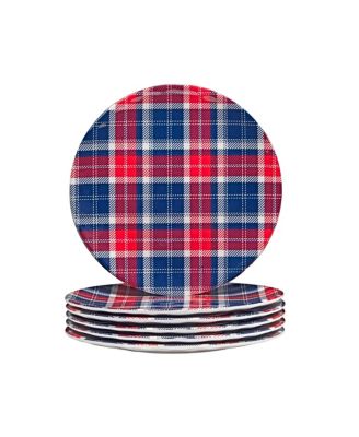 Patriotic Plaid Melamine Salad Plate, Set of 6