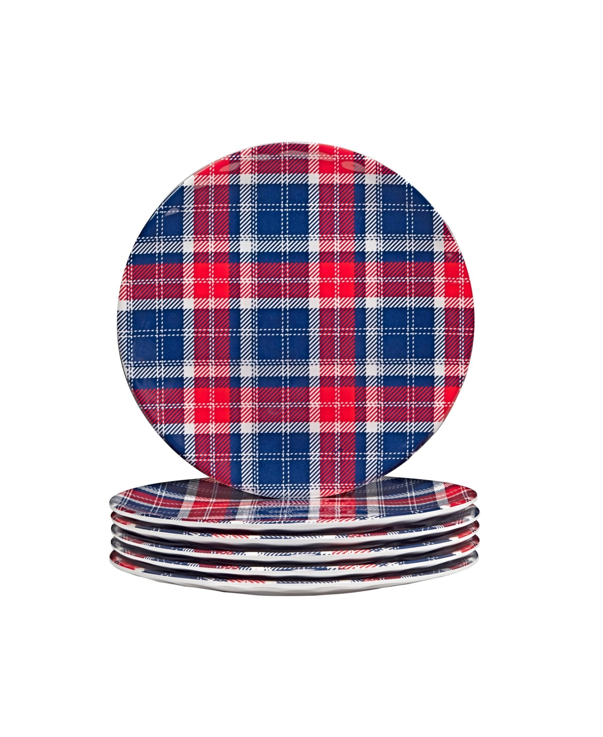 Certified International Patriotic Plaid Melamine Salad Plate, Set of 6