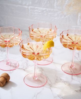 The Wine Savant Martini-Gläser Ohne Stiel – 2er Set, Matt Silber Mit Strass, 297 Ml