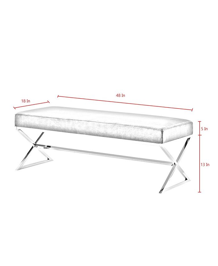 Inspired Home Elora Velvet XLeg Base Bench Macy's