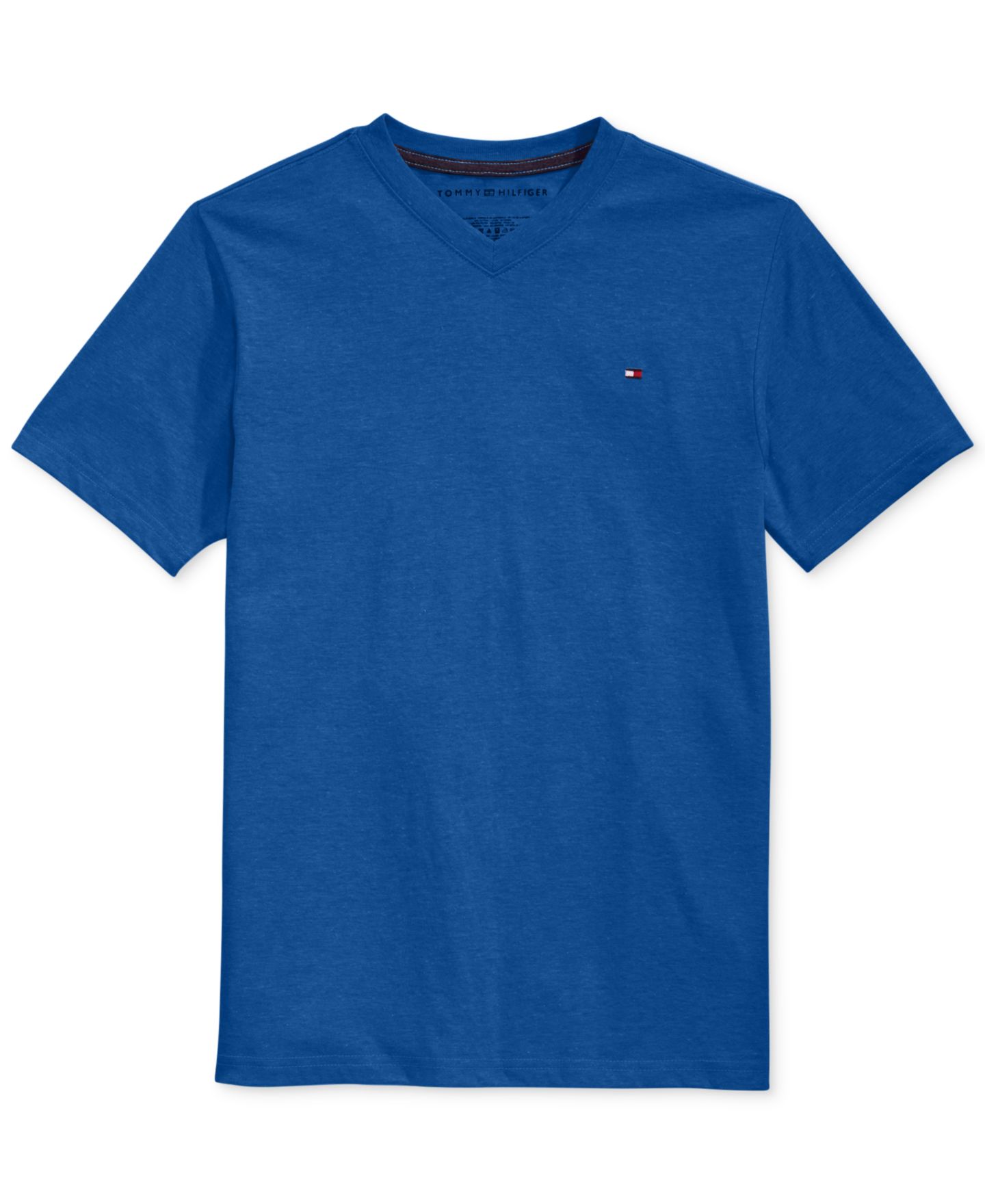 Футболка Tommy Hilfiger Solid Embroidered Logo V-Neck T-Shirt для мальчиков, цвет: Синий — фото 5