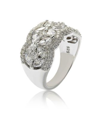 Suzy Levian Sterling Silver White Cubic Zirconia Flower Ring