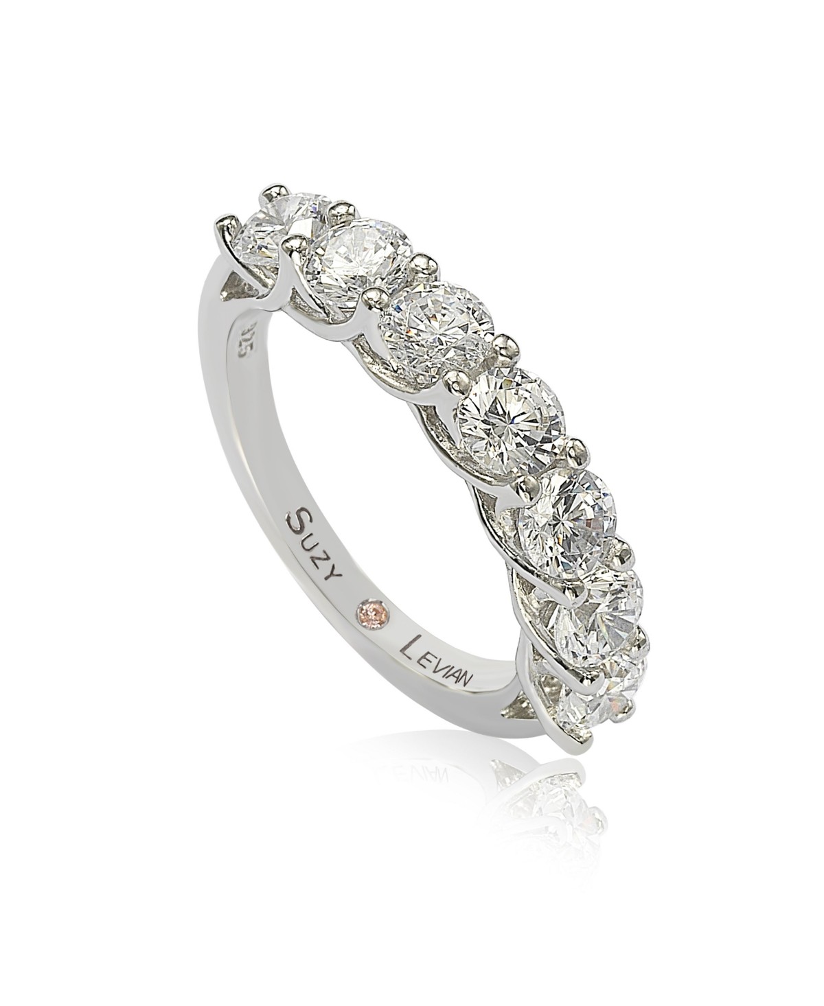 Украшения Suzy Levian New York Suzy Levian Sterling Cubic Zirconia Alternating & Half Eternity Band Ring — фото 1