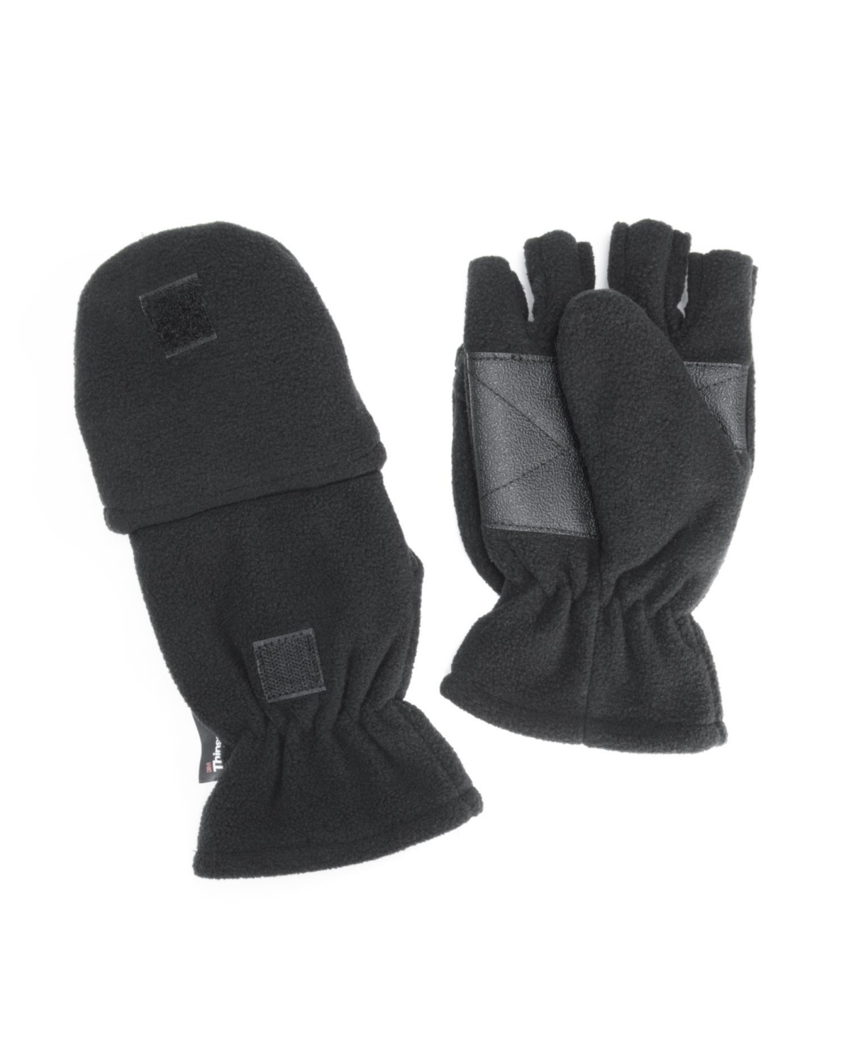Men's Waterproof Fleece Flip Mittens, Black, XLarge - Black