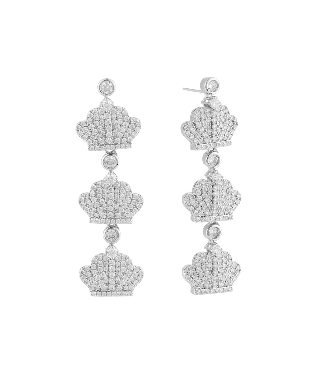 Platinum Plated Brass Crown Earrings - Gold