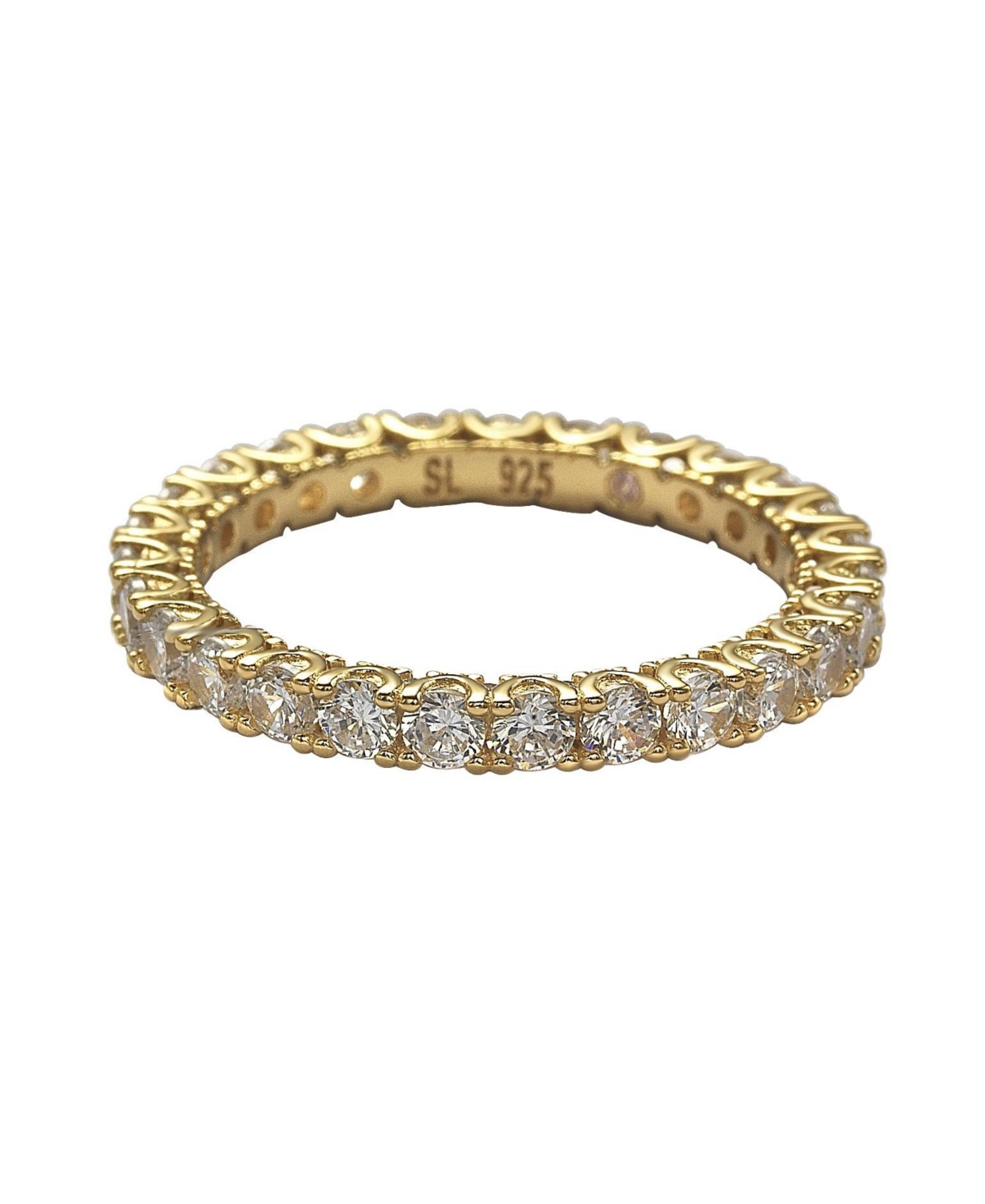 Suzy Levian New York Suzy Levian Sterling Silver Cubic Zirconia Pave U Shape Setting Eternity Band Ring