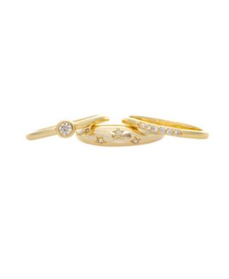 Curb Link Band Ring with Cz Accent - Gold with clear cz 85$