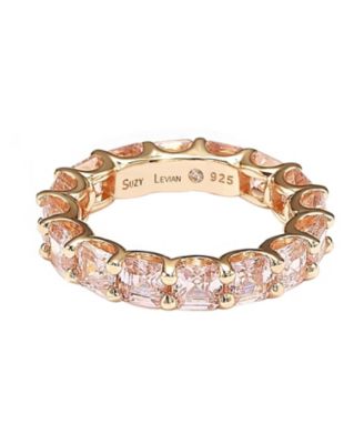 Suzy Levian Sterling Silver Cubic Zirconia Asscher Cut Eternity Band