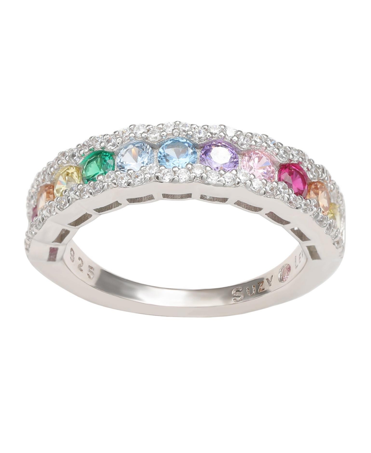 Suzy Levian New York Suzy Levian Sterling Silver Rainbow Cubic Zirconia Eternity Half Band Ring