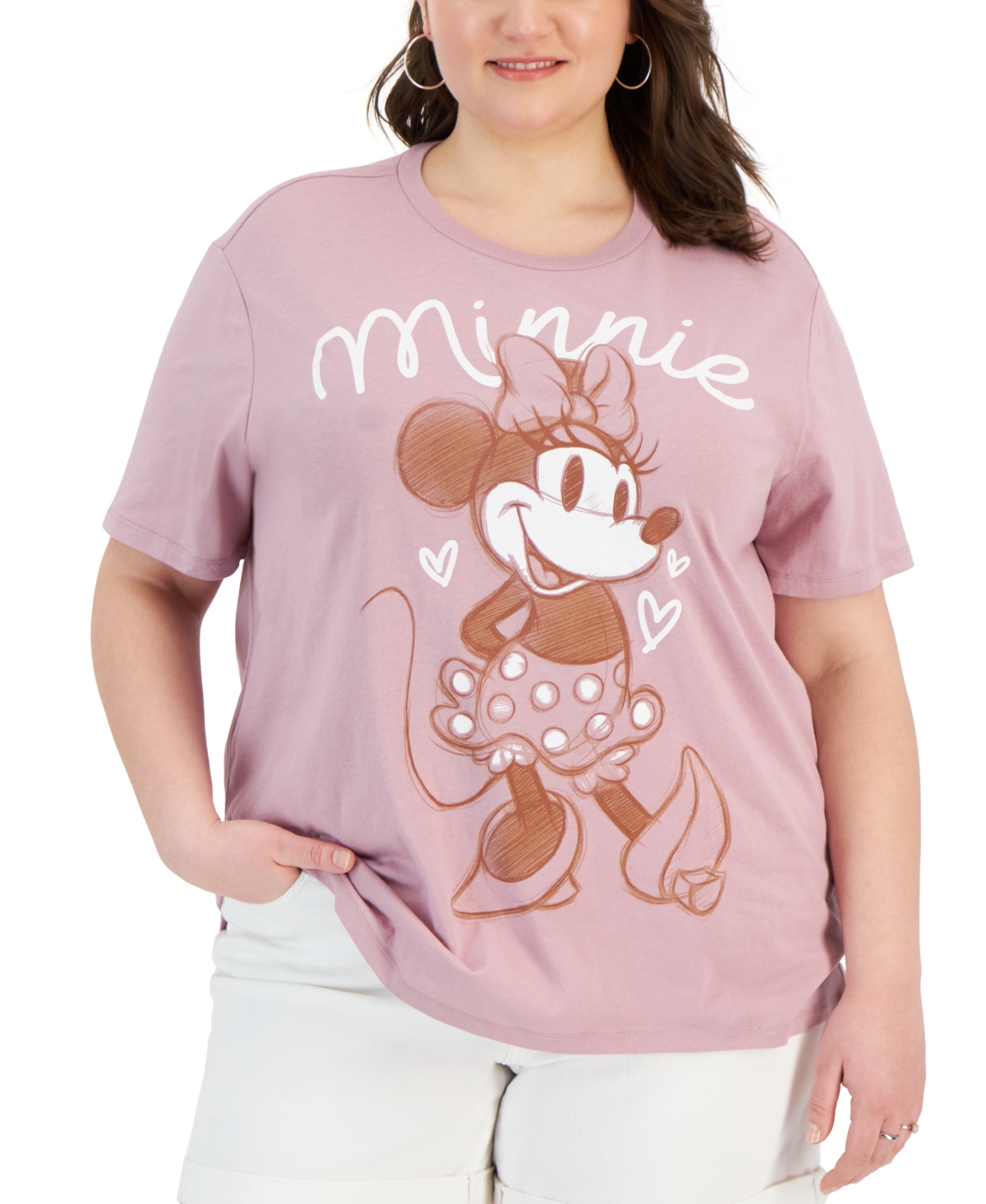 Trendy Plus Size Minnie Graphic T-Shirt - Mauve Shadow