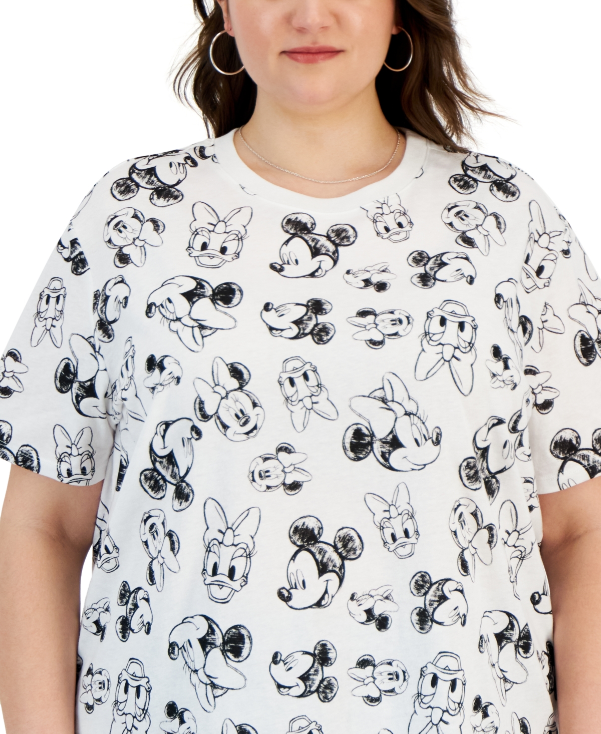 Disney Trendy Plus Size Mickey & Friends Printed T-shirt In White