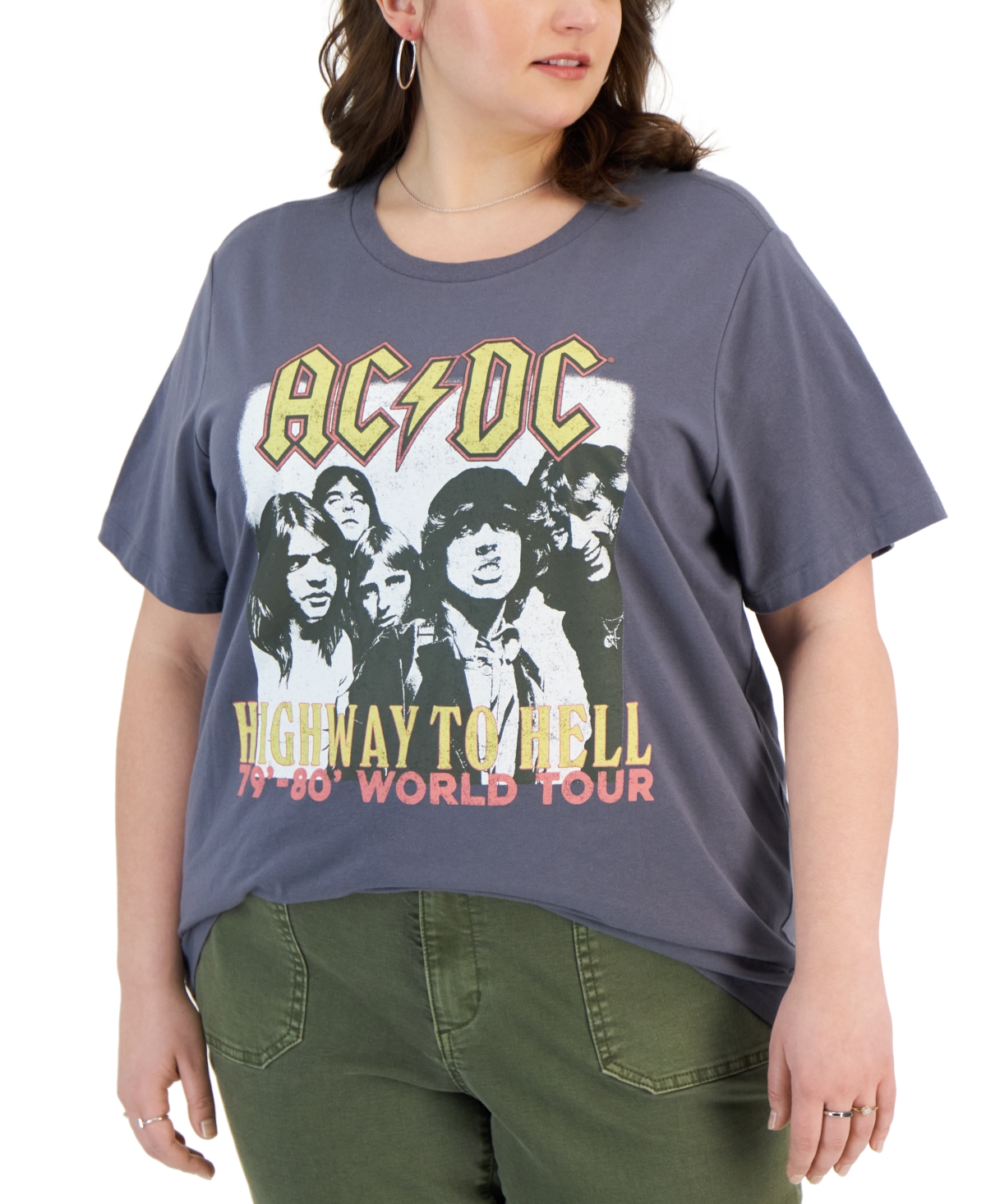 Shop Grayson Threads, The Label Trendy Plus Size Ac/dc Graphic T-shirt In Grey