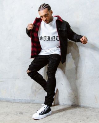 Men's Tartan Sherpa Denim Jacket