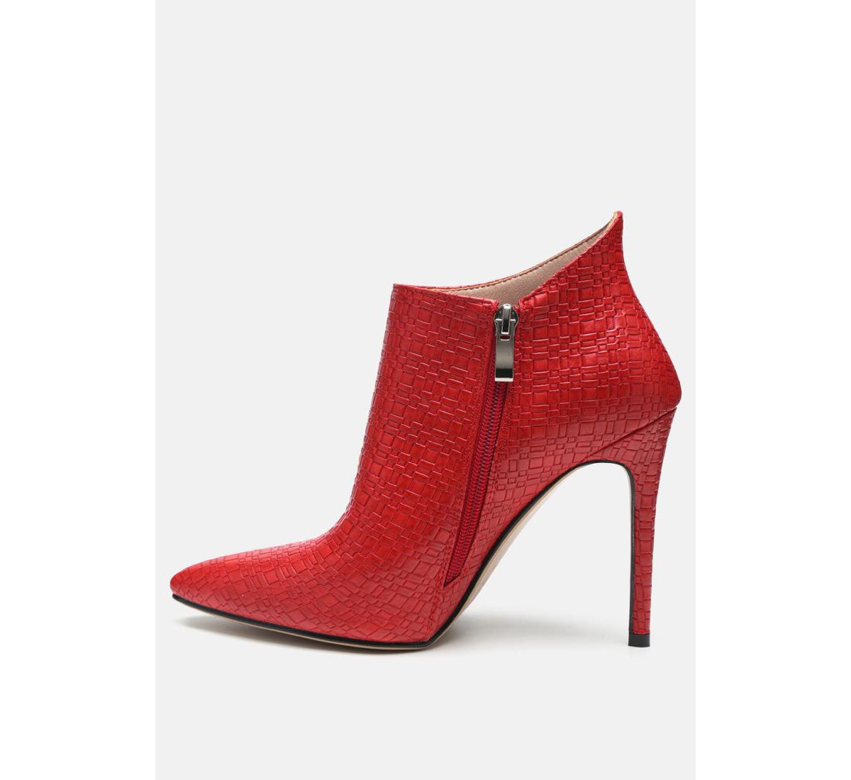 Rag & Co Lolita Woven Texture Stiletto Boot - Red