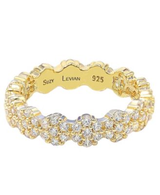 Suzy Levian Sterling Silver Cubic Zirconia Floral Eternity Band