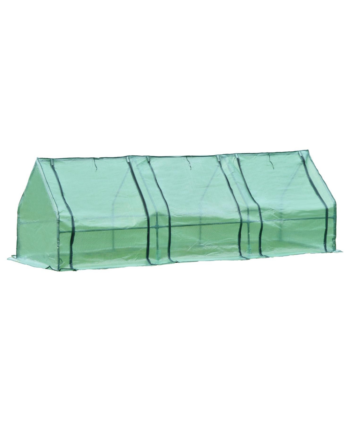 Mini Greenhouse 9 ft. x 3 ft. x 3 ft. Water Resistant Uv Protected Green Color - 3 Zipper Doors - Transparent
