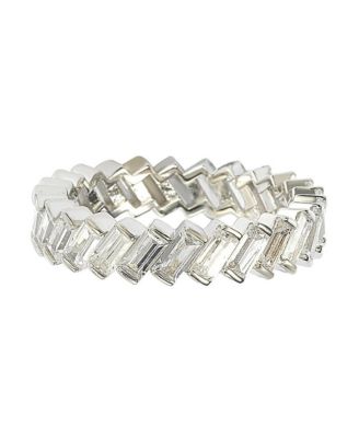 Suzy Levian Sterling Silver White Cubic Zirconia Bagguette Eternity Band