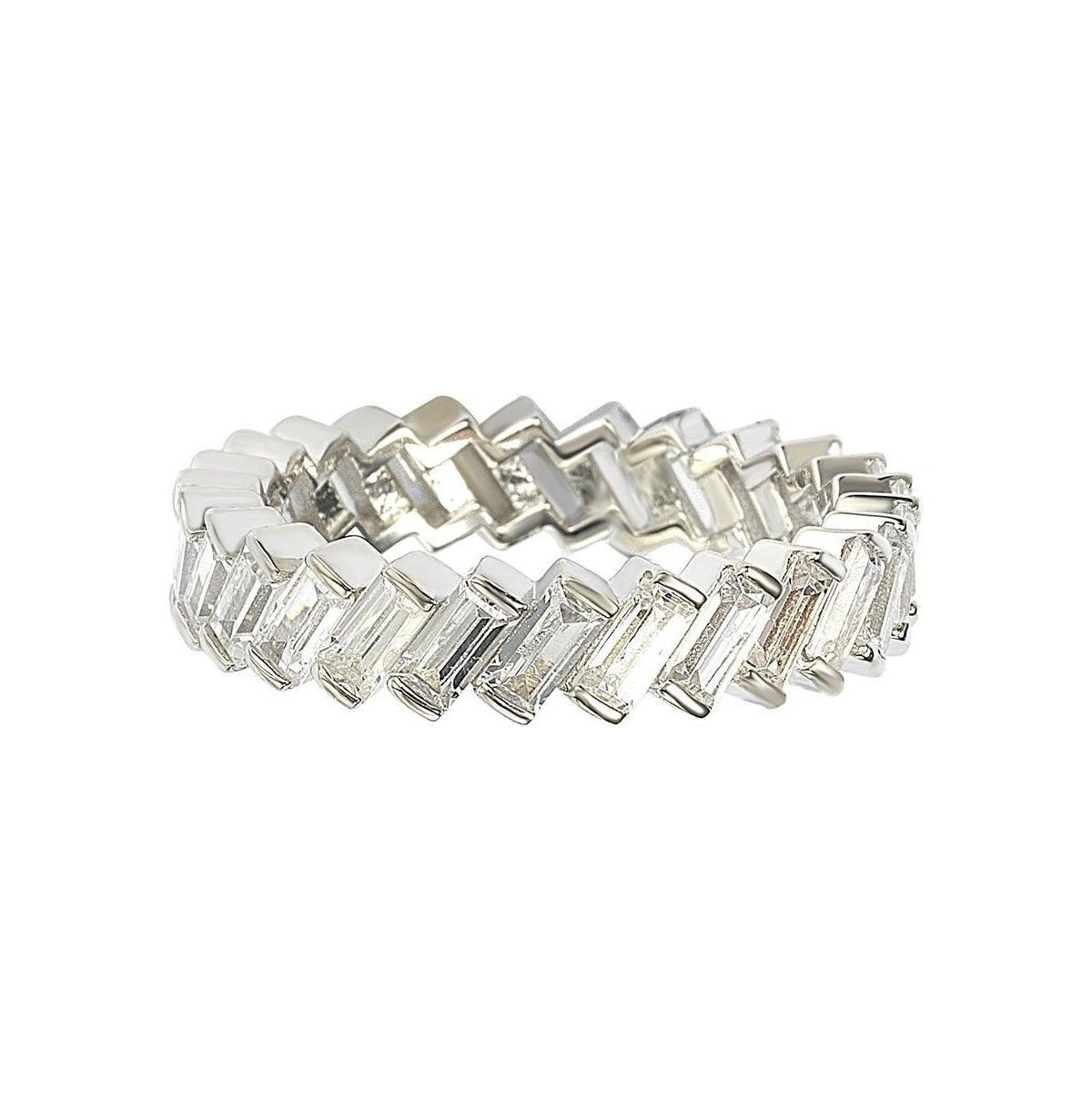 Suzy Levian New York Suzy Levian Sterling SilverCubic Zirconia Baguette Eternity Band Ring - White