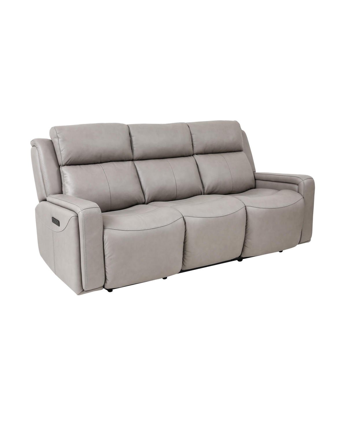 Armen Living Claude 83" Genuine Leather In Dual Power Headrest And Lumbar Support Reclining Sofa In Light Gray