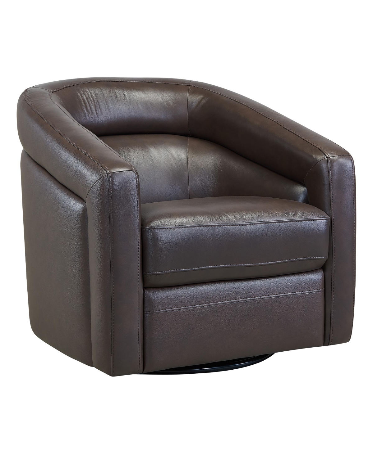 Armen Living Desi 32" Genuine Leather In Contemporary Swivel Accent Chair In Espresso