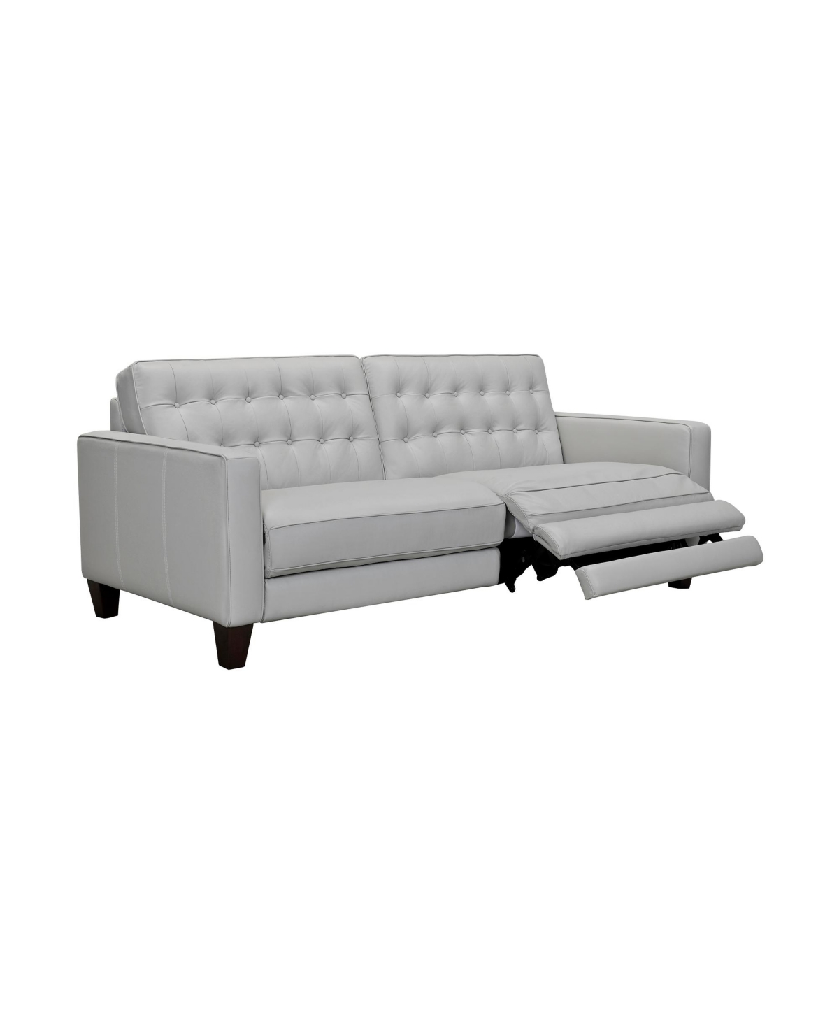 Shop Armen Living Wesley 81" Genuine Leather Power Footrest Tuxedo Arm Sofa In Dove Gray