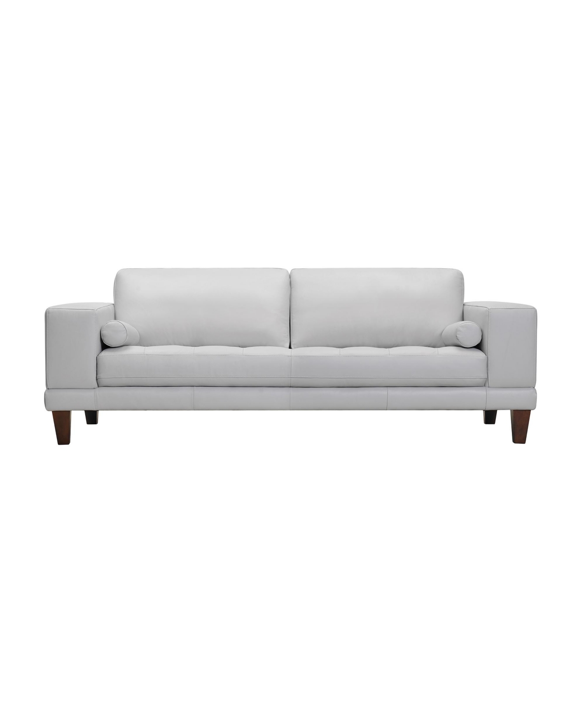 Armen Living Wynne 94" Genuine Leather With Wood Legs In Contemporary Sofa In Dove Gray