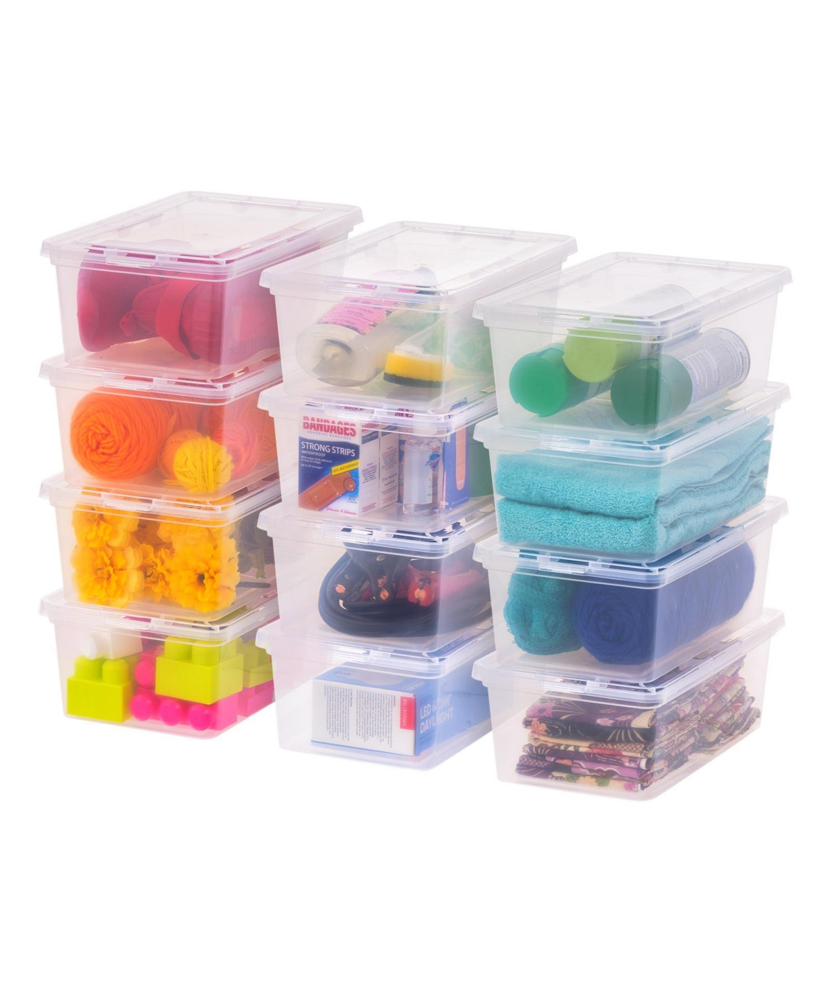 12 Pack 6 Quart Plastic Storage Bin Tote Organizing Container with Latching Lid, Shoe Box, Clear