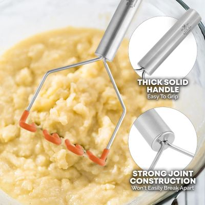 Non-Scratch Potato Masher Kitchen Tool - Durable Stainless Steel Mashed Potatoes Masher