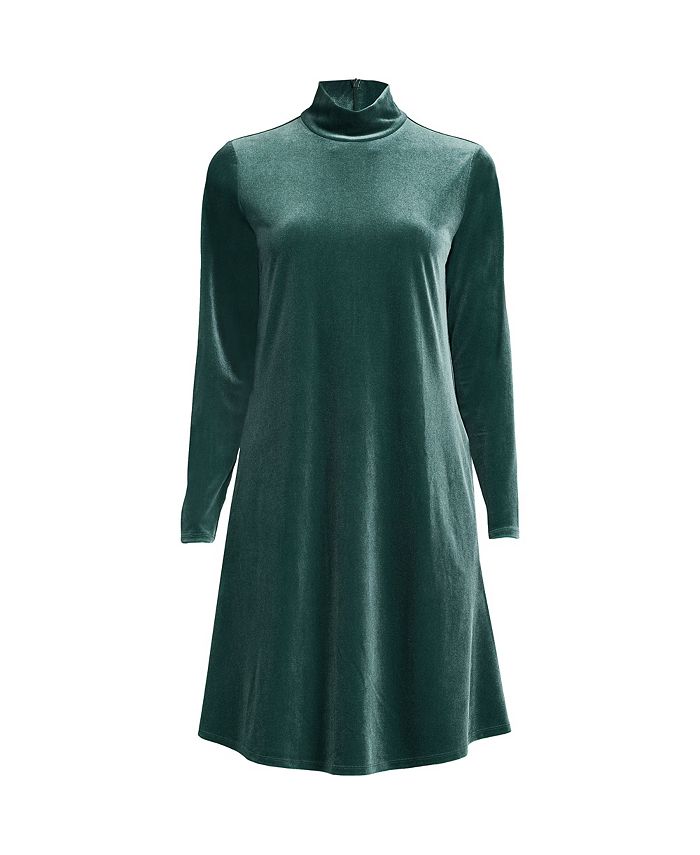 Lands End Women s Plus Size Long Sleeve Velvet Turtleneck Dress