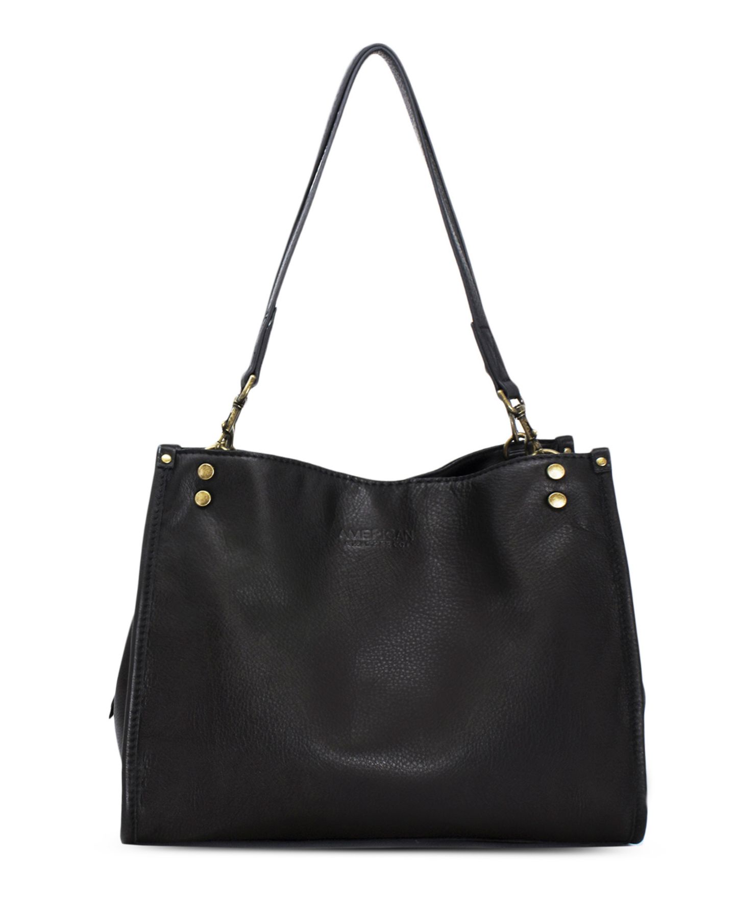 Женская сумка American Leather Co. Lenox Triple Entry Satchel Handbag, цвет: Чёрный гладкий — фото 1