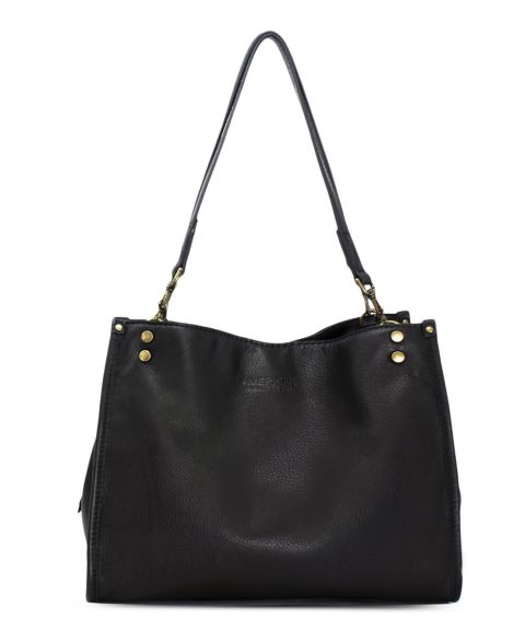 Женская сумка American Leather Co. Lenox Triple Entry Satchel, цвет: Чёрный гладкий