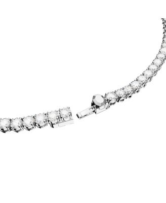 Round Cut White Rhodium Plated Matrix Tennis Necklace