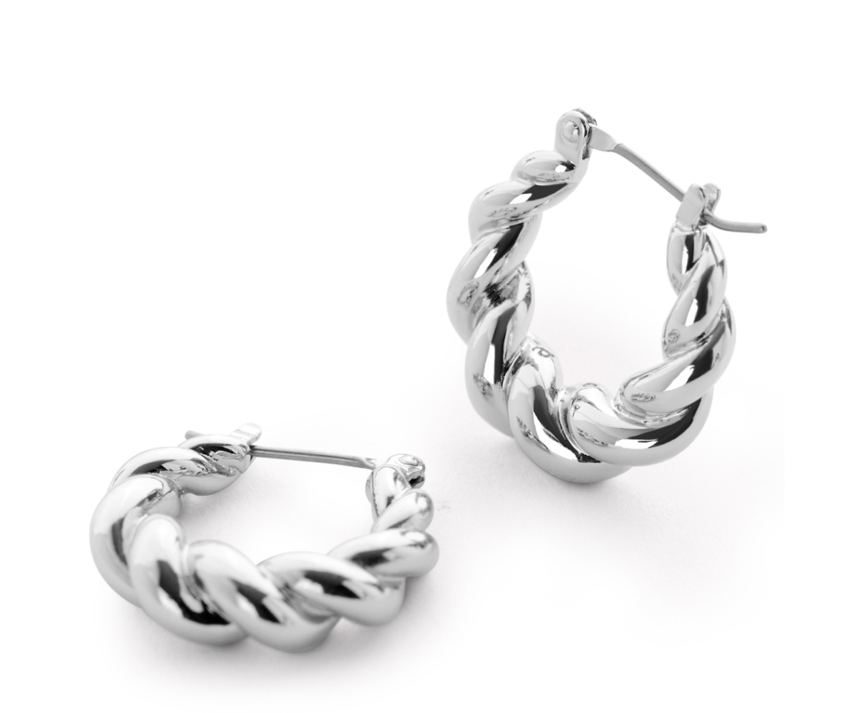 Twisted Hoop Earrings - Paris Silver - Silver