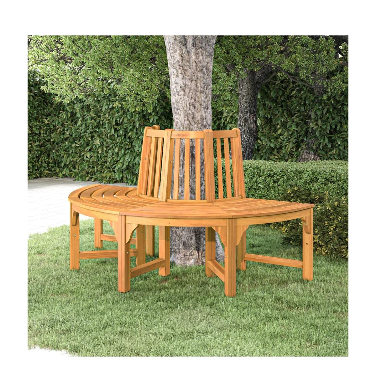 vidaXL Half Round Tree Bench 63" Solid Wood Eucalyptus
