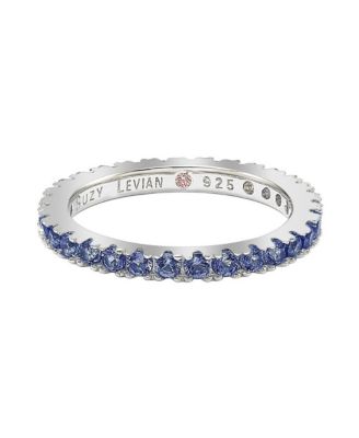 Suzy Levian Sterling Silver Thin Cubic Zirconia Eternity Band Ring