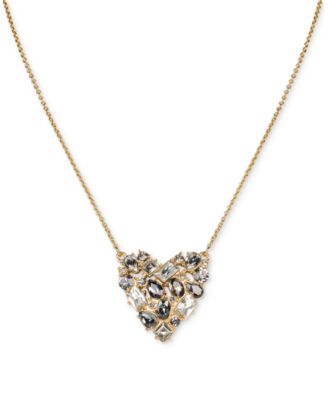 Patricia Nash - Gold-Tone Mixed Cut Multi-Stone Heart Pendant Necklace, 16" + 3" extender