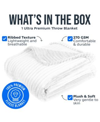 Cut Plush Lightweight Super Soft Luxury Bed Throw, 50" x 60"