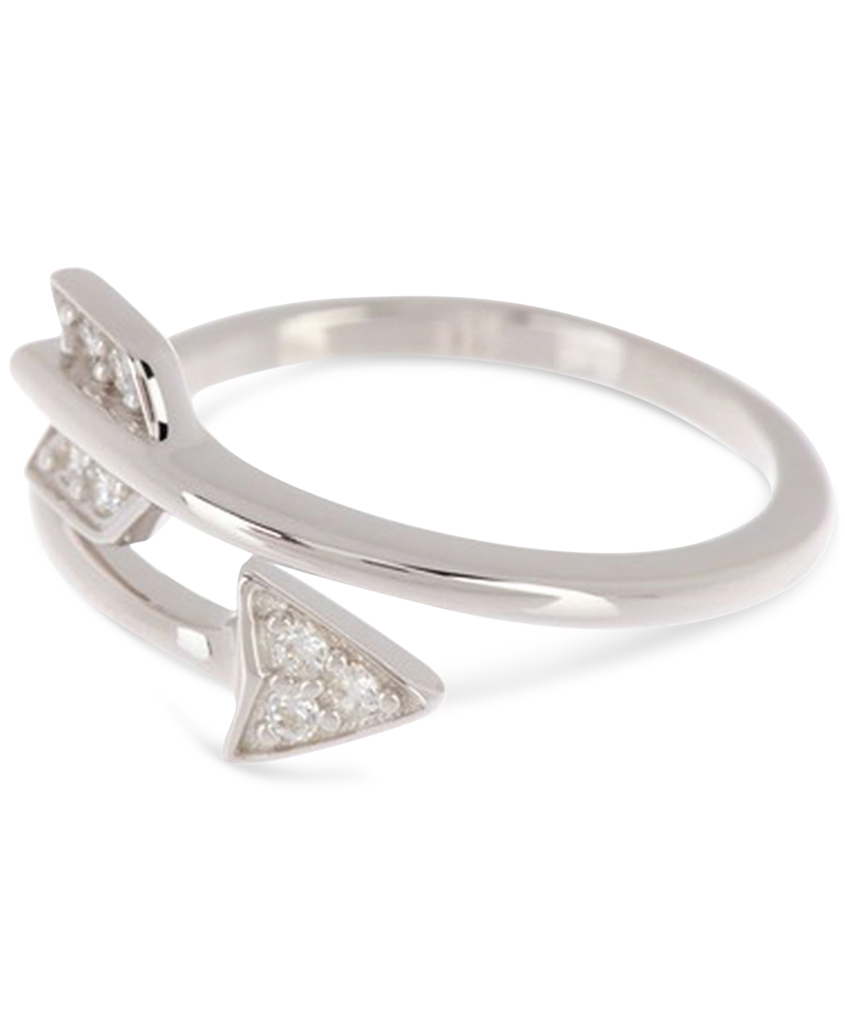Silver-Tone Adjustable Crystal Arrow Ring - Silver