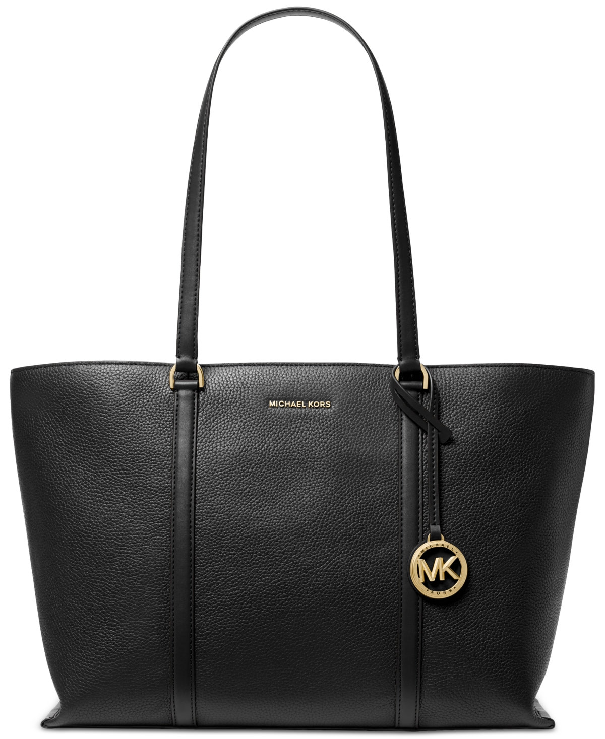 Shop Michael Kors Michael  Temple Large Leather Tote In Black