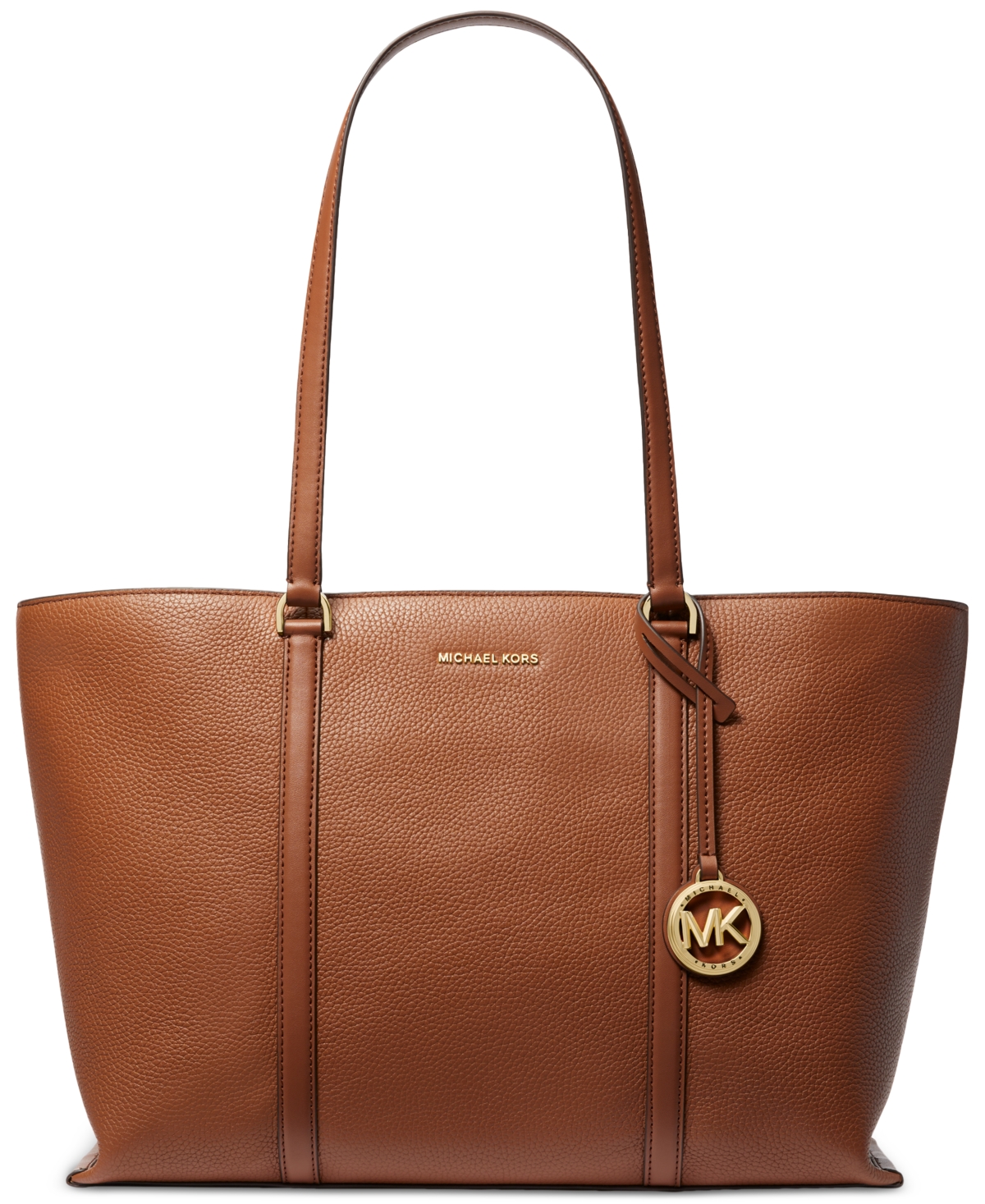 Michael Kors Temple Large Leather Tote In Brown