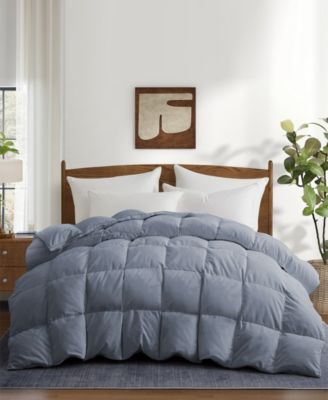 Unikome Medium Warmth 360 Thread Count Ultra Soft Down Feather Fiber Comforter With Gusseted Edge Collection In Steel Blue